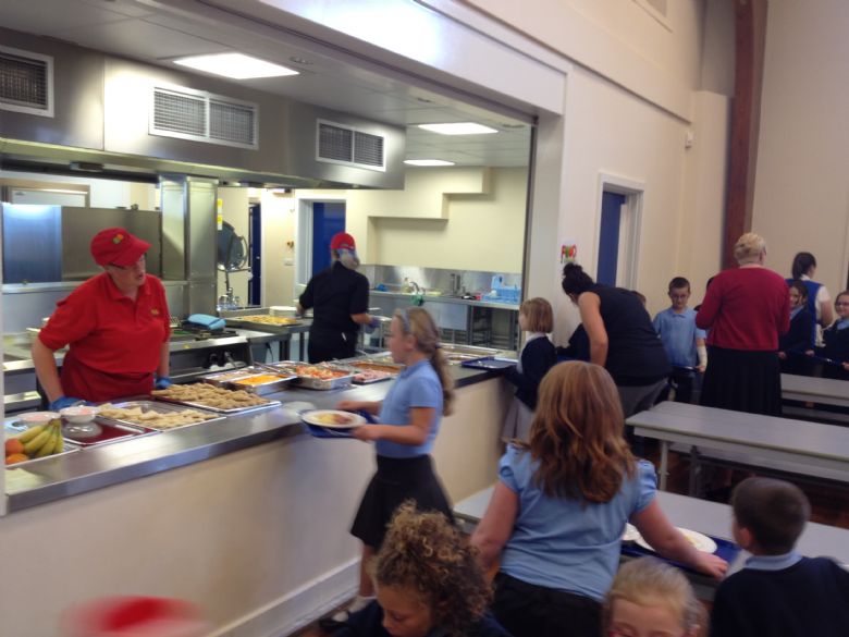  Children being served for their hot dinner