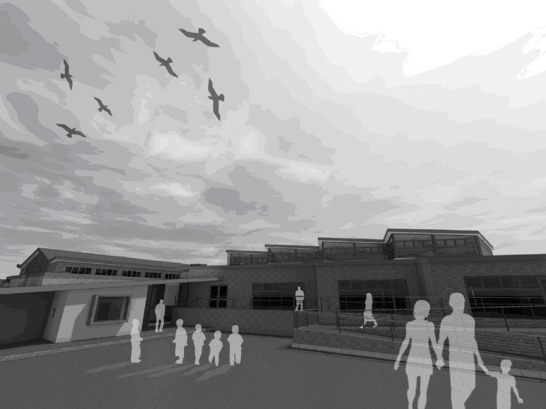An artist's impression of what the new build will look like....including gulls!!